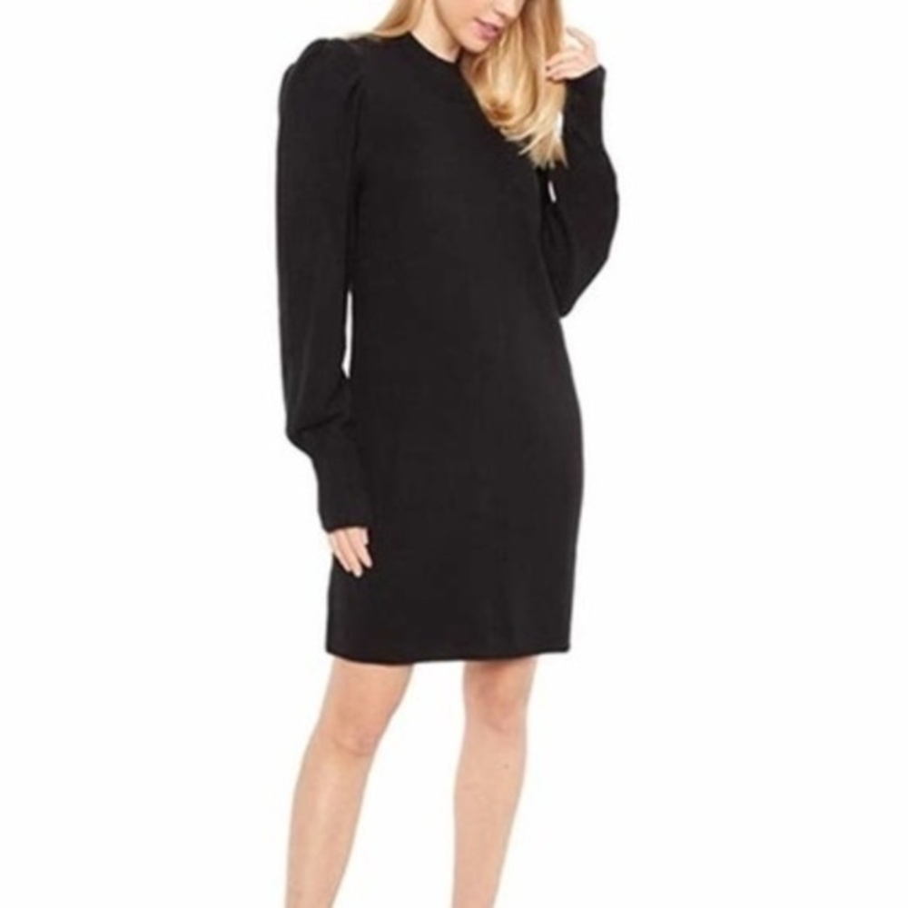 Wayf NWOT Lola Puff Sleeve Black Sweater Dress Size Medium